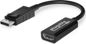 Plugable Active DisplayPort to HDMI Adapter - Connect any DisplayPort-Enabled PC or Tablet to an HDMI Enabled Monitor, TV or Projector for Ultra-HD Video Streaming (HDMI 2.0 up to 4K 3840x2160 @60Hz)