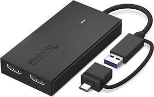 Plugable USB 3.0 or USB C to HDMI Adapter for Dual Monitors, Universal Video Graphics Adapter for Mac and Windows, Thunderbolt, USB 3.0 or USB-C