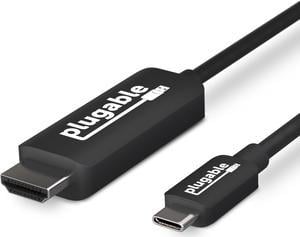 Plugable USB C to HDMI Cable 6ft - Connect USB-C, Thunderbolt 3, Thunderbolt 4 or USB4 Laptops to HDMI Displays up to 4K@60Hz - Compatible with Mac and Windows, HDMI 2.0, 1.8m - Driverless