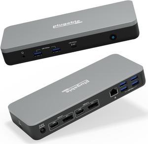 Plugable 12-in-1 Dual 4K USB C Docking Station, Works With Chromebook Certified, 60W Charging Dock, Compatible with ChromeOS and Windows, 2x HDMI, 2x DisplayPort, 1x Ethernet, 1x USB-C, 6x USB, Audio