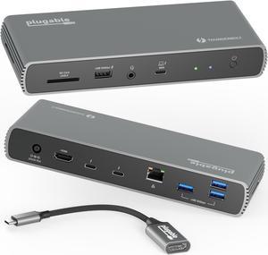 Plugable Thunderbolt 4 Dock with 100W Charging, Thunderbolt Certified, 3x Thunderbolt Ports, Laptop Docking Station Dual Monitor Single 8K or Dual 4K Monitor, 2.5G Ethernet, 1x SD, 4x USB