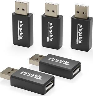 Plugable USB Data Blocker (5-Pack) Prevent Hacking Device, Protect Against Juice Jacking at Public USB Ports, Safe Charging Cybersecurity Gifts, Fast 1A Charge-Only Adapter for Android, Apple iOS
