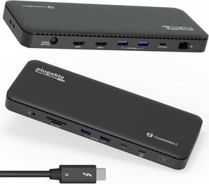 Plugable Thunderbolt 4 Dock with 100W Charging, Thunderbolt Certified, Laptop Docking Station Dual Monitor Single 8K or Dual 4K HDMI for Windows and Mac, 4X USB, Gigabit Ethernet (TBT4-UD5)