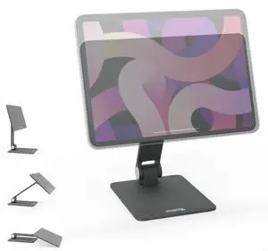 Plugable Magnetic Tablet Holder for iPad Stand Compatible with MagSafe iPad Pro 11" and iPad Air 10.9", Portable Foldable 360° Rotating Stand (AMS-STAND11)