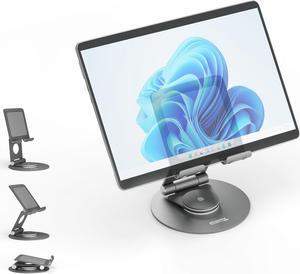 Plugable Swivel Tablet Stand Holder, 360° Rotating Base Tablet Holder for Phones and Tablets up to 12.9", Adjustable and Foldable iPad Stand for Desk, POS, Kitchen, Drawing (PT-STAND1)
