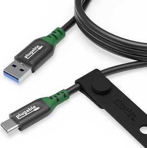 Plugable USB C to USB A Cable, USB 3.2 Gen 2 USB Cables, 3A (15W) Charging USB C Data Cable 10Gbps for iPhone 15, iPad, Samsung Galaxy, Tablets, Laptops, 3.3 Ft with Cable Management Strap (USBC-A1M)