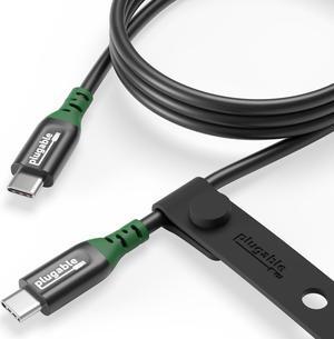 Plugable USB C to USB C Cable, 240W USB C Charging Cable 20Gbps, 4K 120Hz, 8K 60Hz USB-C Monitor, iPhone, MacBook, iPad, Samsung Galaxy, 3.3 Feet with Silicone Cable Management Strap (USBC-240W-1M)
