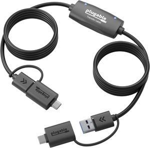 Plugable USB Data Transfer Cable PC to PC, Compatible with Windows USB C and USB 3.0, Transfer Files to New Computer with Included Bravura Easy Computer Sync Software, 6.6ft (USBC-TRAN)