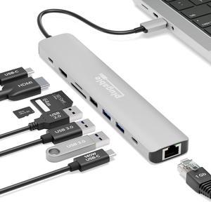 Plugable USB C Hub Multiport Adapter (9-in-1) 140W Power Delivery Charging, 4K 60Hz HDMI, 10Gbps USB-C and USB-A, Ethernet, SD | For USBC, USB4, Thunderbolt MacBook, Windows, Chromebook (USBC-9IN1E)