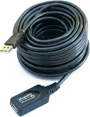 Plugable 10 Meter (32 Foot) USB 2.0 Active Extension Cable Type A Male to A Female - Driverless