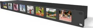 LILLIPUT RM-0208S 8×2" 1RU Rackmount Monitors with SDI equalization and re-clocking 8×3G-SDI in & 8×3G-SDI loop-out by VIVITEQ