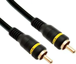 Male to Male Composite Video RCA Cable With Gold Plated Connectors - Black