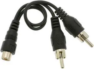 RCA Female to Dual Male Splitter/Adapter - Black