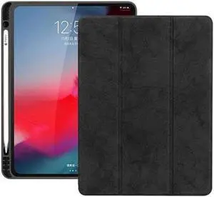 AMZER Leather Folio Cover Wake/Sleep Function For iPad Pro 12.9 inch 2018 - Black