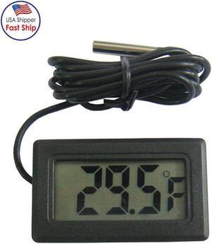 Mini LCD Digital Thermometer for Fridge Freezer, Insert Size 46mm x 26.6mm - Black