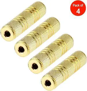 AMZER Gold Plated 3.5mm Female to 3.5mm Stereo Jack Socket Adapter (pack of 4)