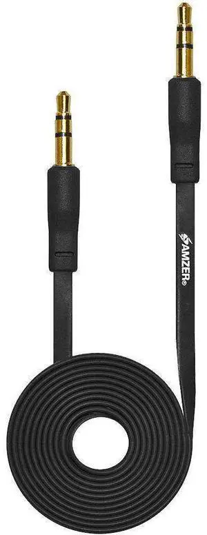 AMZER Durable 3.5mm Auxiliary Audio Flat Cable - 3ft - Black AMZER Durable 3.5mm Auxiliary Audio Flat Cable - 3ft - Black
