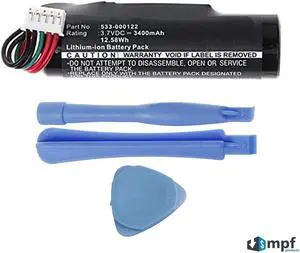 3400mAh High-Capacity Extended 533-000122 Battery Replacement Compatible with Logitech UE Ultimate Ears ROLL, Ultimate Ears ROLL 2 Portable Bluetooth Speaker