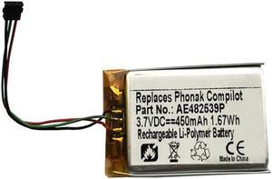 450mAh AE482639P Battery Replacement Compatible with Phonak Compilot Bluetooth Streamer
