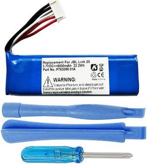 6000mAh P763098 01A Battery Replacement Compatible with JBL Link 20 Voice-Activated Smart Portable Bluetooth Speaker with Installation Tools