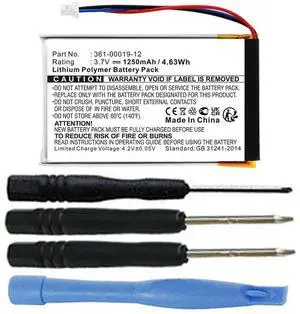 1250mAh 361-00019-12 Battery Replacement Compatible with Garmin Nuvi 465LMT (010-00786-01), Garmin Nuvi 465T (010-00786-00) GPS Navigation Unit with Installation Tools