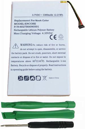 Replacement 6027B0090501 AVPB001-A110-01 AVPB003-A110-01 BNA-B002 DR-NK02 ENCORE NOOKCOLOR Battery for Barnes & Noble Nook Color BNTV250 BNTV250A BNRV200 7" Tablet with Installation Tools