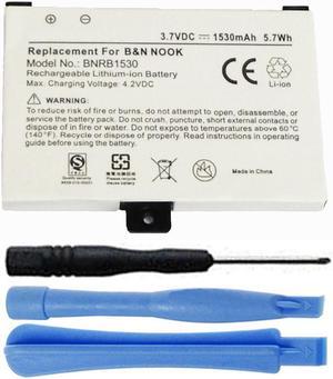 Replacement 1530mAh BNRZ1000, 9BS11GTFF10B3, BNRB454261, BNRB1530 Battery for Barnes & Noble Nook 1st Edition, Nook Classic, BNRV100, BNRZ100 Digital eReader with Installation Tools Replacement 1530mAh BNRZ1000, 9BS11GTFF10B3, BNRB454261, BNRB1530 Battery for Barnes & Noble Nook 1st Edition, Nook Classic, BNRV100, BNRZ100 Digital eReader with Installation Tools