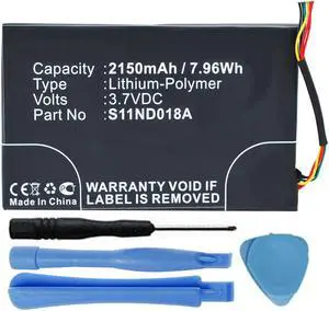 Replacement 2150mAh MLP305787 S11ND018A DR-NK03 Battery for Barnes & Noble Nook Simple Touch BNRV300 BNTV350 6" eReader with Installation Tools