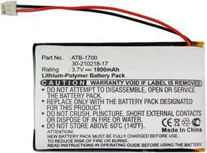 Replacement 1800mAh ATB-1700 30-210218-17 Battery for RTI T3V & T3-V Universal Remote Control