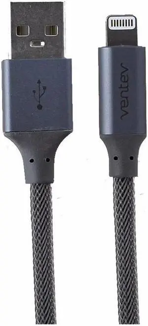 Ventev (4-Ft) Braided Lightning 8-Pin to USB Charge/Sync Cable - Steel Gray Ventev (4-Ft) Braided Lightning 8-Pin to USB Charge/Sync Cable - Steel Gray