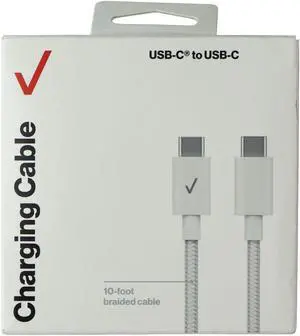 Verizon USB-C to USB-C (10-Foot) Braided Charging Cable - White(CAB10CTOCBWHT-A)
