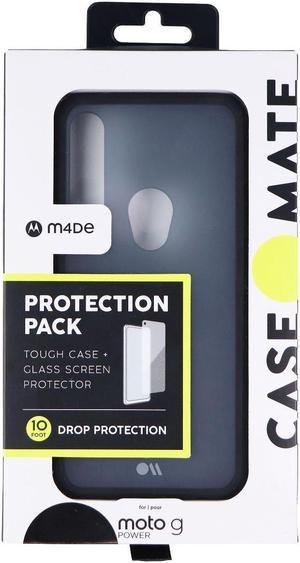 Case-Mate Tough Case + Glass Protector for Moto G Power - Dark Blue Tinted/Black