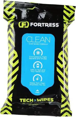Fortress Tech Wipes (20 ct.) To-Go Wipes Resealable Pouch Fortress Tech Wipes (20 ct.) To-Go Wipes Resealable Pouch