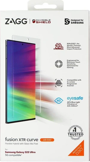 ZAGG InvisibleShield Fusion XTR Curve Screen Protector for Galaxy S22 Ultra ZAGG InvisibleShield Fusion XTR Curve Screen Protector for Galaxy S22 Ultra