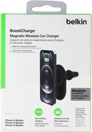 Belkin BoostCharge 10W Magnetic Wireless Car Charger for MagSafe - Black Belkin BoostCharge 10W Magnetic Wireless Car Charger for MagSafe - Black