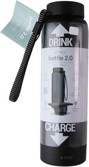 TYLT Bottle 2 Hydration Bottle, Power Bank, Wireless Charger - Black