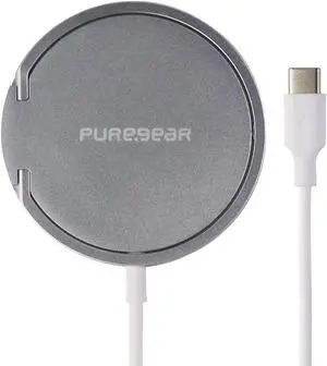 PureGear 15W Fast Magnetic (MagSafe) Wireless Charger - Silver/White (63871PG)