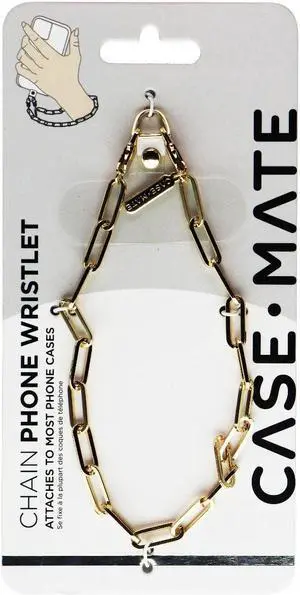 Case-Mate Detachable Phone Lanyard Strap with Gold Metal Chain - Gold