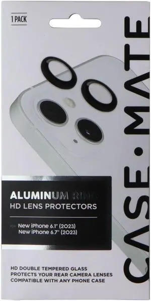 Case-Mate Aluminum Ring HD Lens Protectors for Apple iPhone 15 / 15 Plus - Black