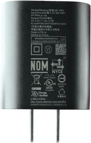 Nokia (5V/1A) Single USB Wall Charger AC Adapter - Black (AD-5WU)