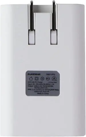 PureGear LightSpeed (42W) USB-C and USB-A Wall Charger - White (63978PG)