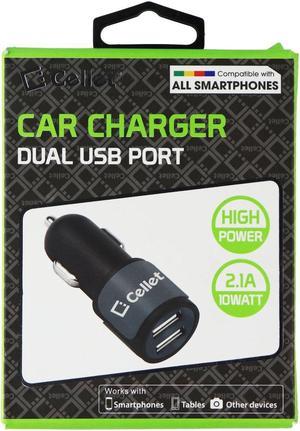 Cellet High Power Dual USB Port Car Charger (2.1A) - Black