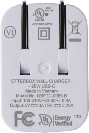 OtterBox Wall Charger USB-C 2OW - White (Cable not Included)