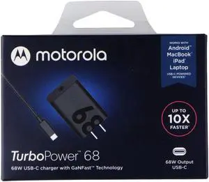 Motorola TurboPower 68 (68W) USB-C Charger with GaNFast Technology - Black