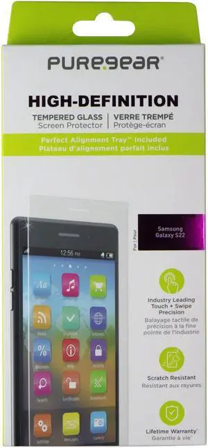 PureGear High-Definition Tempered Glass w/Alignment Tray for Galaxy S22