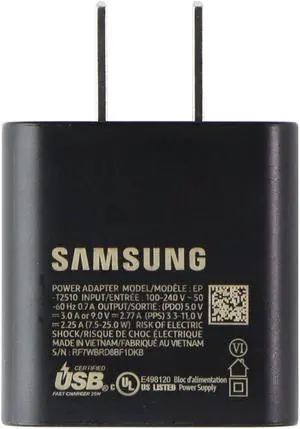 Samsung 25W Super Fast Charging USB-C 5V/3A Wall Charger (EP-T2510) - Black