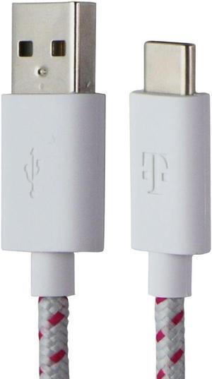 T-Mobile Braided USB-A to USB-C Cable 1m - Pink / Gray