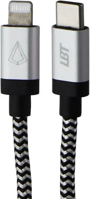 LBT (7-Ft) USB-C to Lightning 8-Pin Braided Charge Cable - Silver/White/Black