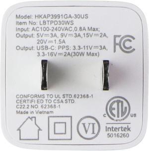 LBT Ultra Fast 30W Mini Wall Charger with USB-C Port - White