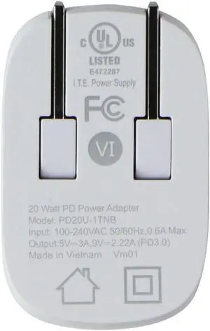 OtterBox 20W USB-C PD Fast Charge Wall Adapter - White (78-80651)